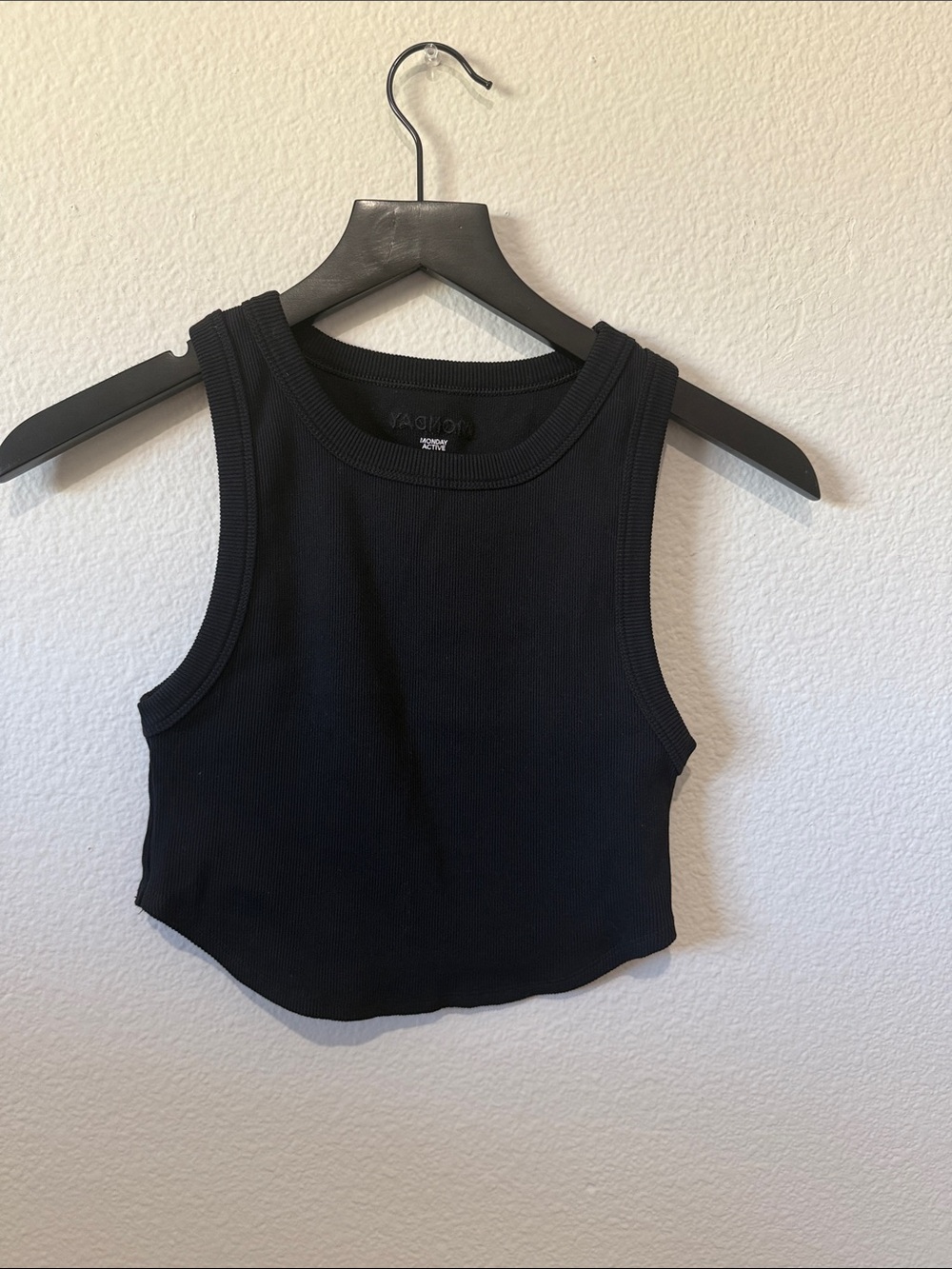 Monday Swimwear Black Ribbed Cropped Tank